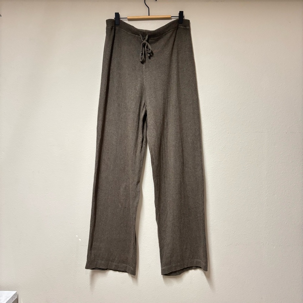 Brown Wide-Leg Silk and Cashmere Pants